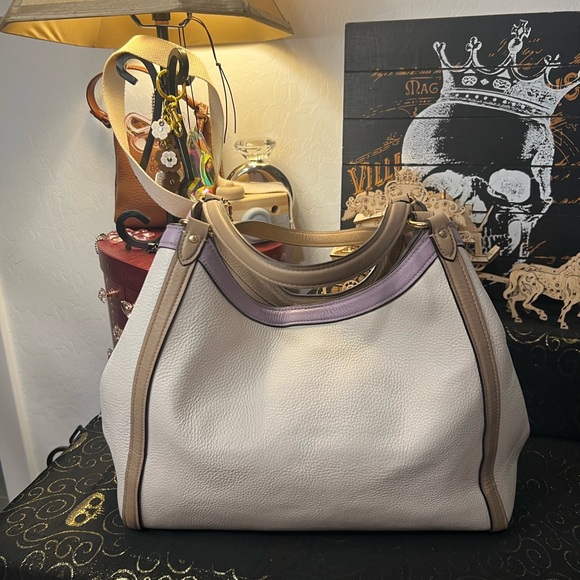 Coach 2022 Pebble Leather Kristy Lexi Shoulder Bag Colorblock CA216 Chalk/Multi - Picture 6 of 16